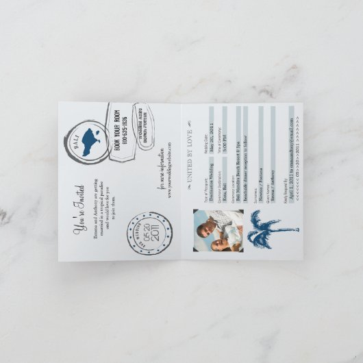 Bali Passport bruiloft uitnodiging (Binnen)