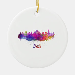 Bali skyline in watercolor keramisch ornament