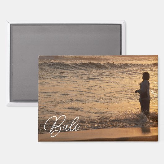 Bali Sunset Fisherman Fridge Magnet (Recto/Verso)