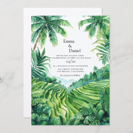 Bali Tegalalang Landschap Bestemming Bruiloft Kaart (Voorkant / Achterkant)