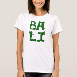 Bali White shirt green text voor vrouw
