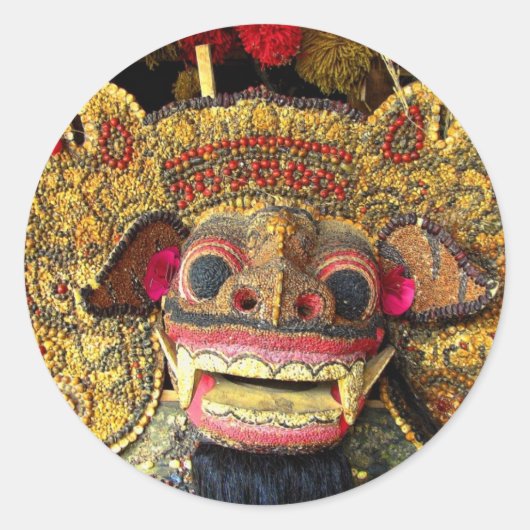 Balinese Barong 2 Ronde Sticker (Voorkant)