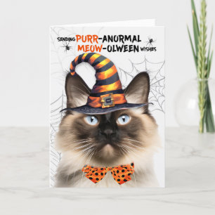Balinese Halloween Kat PURRanormale MEOWolween Feestdagen Kaart