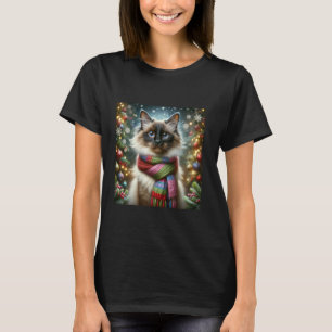 Balinese Kat Feestelijke Ontwerp Kerstverlichting T-shirt