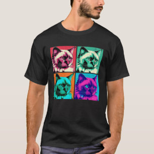 Balinese Kat Pop Illustratie Kleurrijk Dier 1 T-shirt