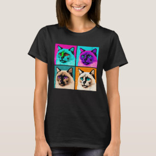 Balinese Kat Pop Illustratie Kleurrijk Dier 2 T-shirt