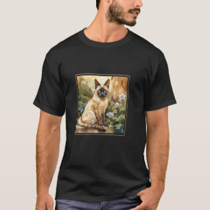 Balinese Kat Tuin Bloemen Schilderen Huisdier Moed T-shirt