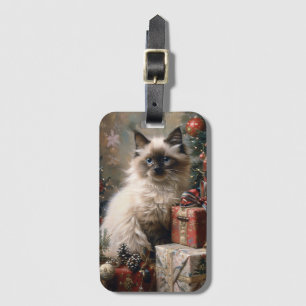 Balinese kitten kerstkat portretkunst bagagelabel