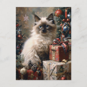 Balinese kitten kerstkat portretkunst briefkaart