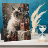 Balinese kitten kerstkat portretkunst fotoplaat (Zijkant)