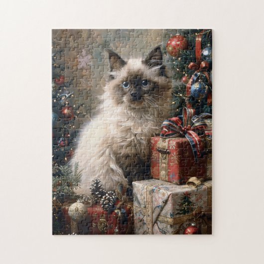 Balinese kitten kerstkat portretkunst legpuzzel (Verticaal)