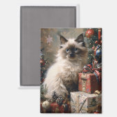 Balinese kitten kerstkat portretkunst magneet (Voorkant / Achterkant)