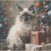 Balinese kitten kerstkat portretkunst sticker (Voorkant)