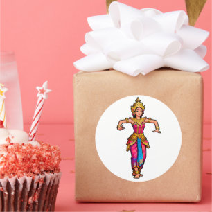 Balinese Legong-danser-sticker - Waterdicht vinyl Ronde Sticker