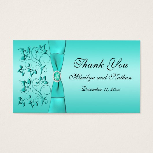 Balise Aqua and Black Floral Wedding Favor (Devant)