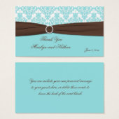 Balise Aqua Blue, Brown, Blanc Mariage damassé Fav (Devant & derrière)