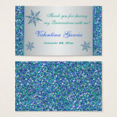 Balise Aqua Green Silver Snowflakes Quinceanera Fa (Devant & derrière)