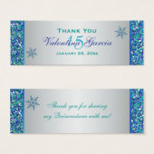 Balise Aqua Green Silver Snowflakes Quinceanera Fa (Devant & derrière)