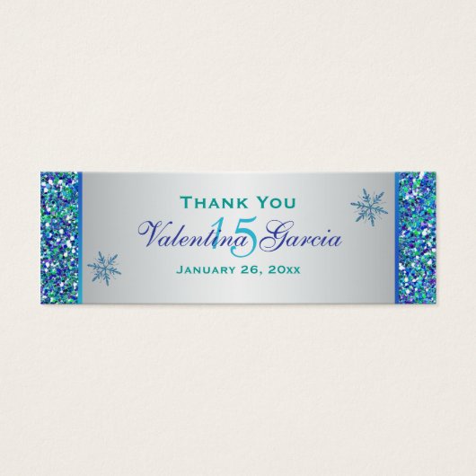 Balise Aqua Green Silver Snowflakes Quinceanera Fa (Devant)