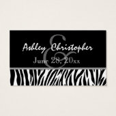 Balise Black White Zebra Wedding Favor (Dos)