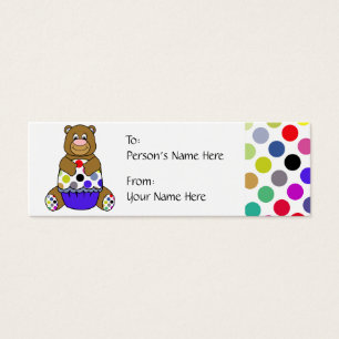 Balise cadeau de l'ours d'anniversaire Brown Polka