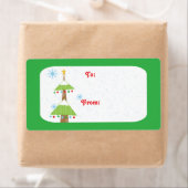 Balise cadeau de Noël enneigé étiquette (En situation)