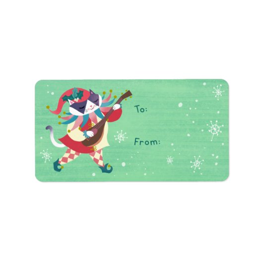 Balise cadeau de Noël Meowgical Jester Cat Sticker (Devant)