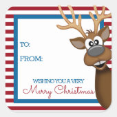 Balise cadeau de rennes de Noël Whimsical Sticker (Devant)