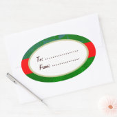 Balise cadeau de vacances Oval Gold Étiquette Red  (Enveloppe)