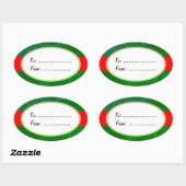 Balise cadeau de vacances Oval Gold Étiquette Red  (Feuille)