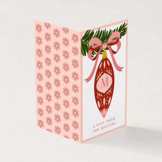 Balise cadeau d'ornement de Noël rose vintage (Outside)