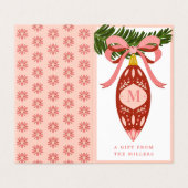 Balise cadeau d'ornement de Noël rose vintage (Outside Unfolded)