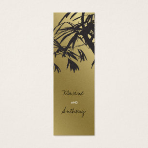 Balise cadeau en bambou Feuille noir + Merci or /