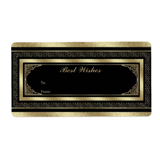 Balise cadeau étiquette Brocade Black Gold (Devant)