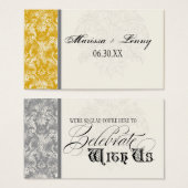 Balise Cadeau Fleur di Lys Damask Mustard Wedding  (Devant & derrière)