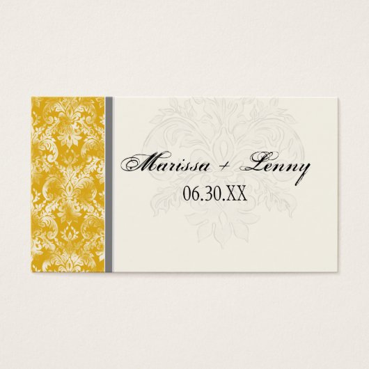 Balise Cadeau Fleur di Lys Damask Mustard Wedding  (Devant)