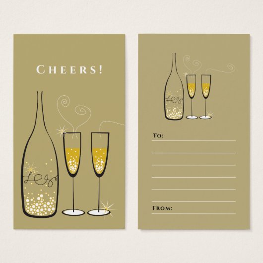Balise cadeau Gold Champagne Bubbly Holiday Party  (Devant & derrière)