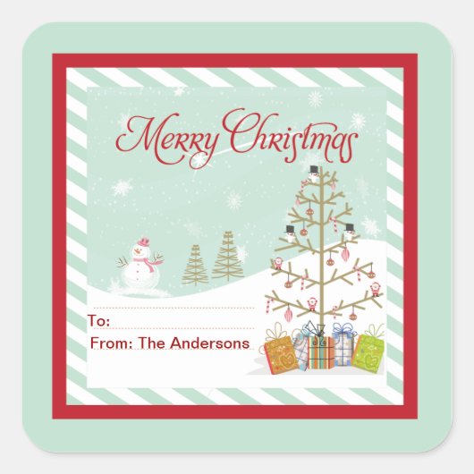 Balise cadeau Joyeux Stickers de Noël (Devant)