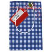 Balise cadeau rouge sur En vichy sac cadeau moyen (Devant)