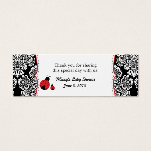 Balise de baby shower rouge noir ladybug damask (Devant)