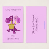 Balise de carte cadeau personnalisée Purple Dragon (Devant & derrière)