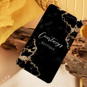 Balise de couture en marbre noir et or Étiquette d