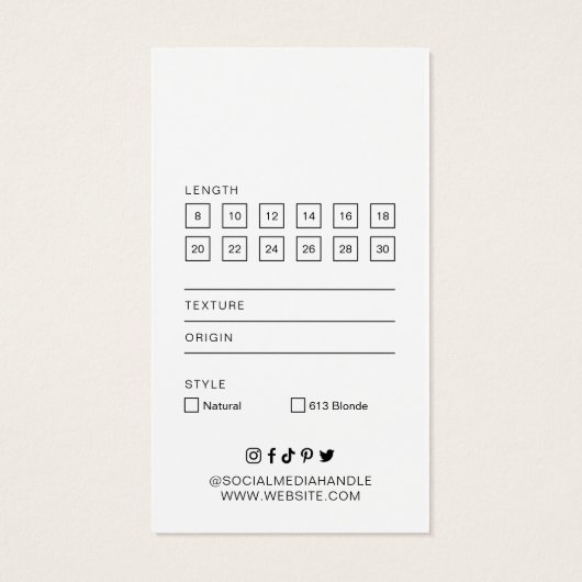 Balise de Étiquette de taille minimale des extensi (Dos)