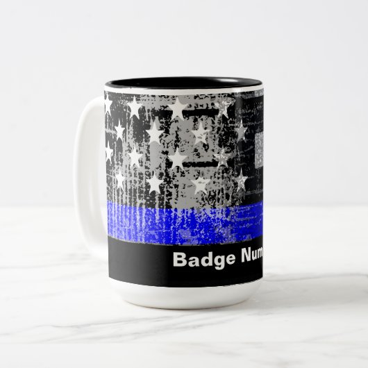 Balise de ligne bleue mince# Mug (Devant gauche)