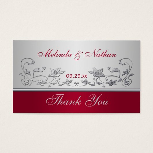 Balise de mariage floral rouge et argent Favor (Devant)