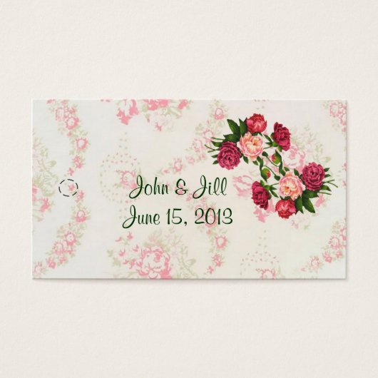 Balise de mariage rose roses Favor Hang (Devant)