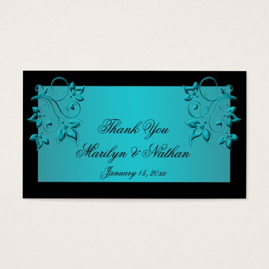 Balise de mariage turquoise et noir floral Favor (Devant)
