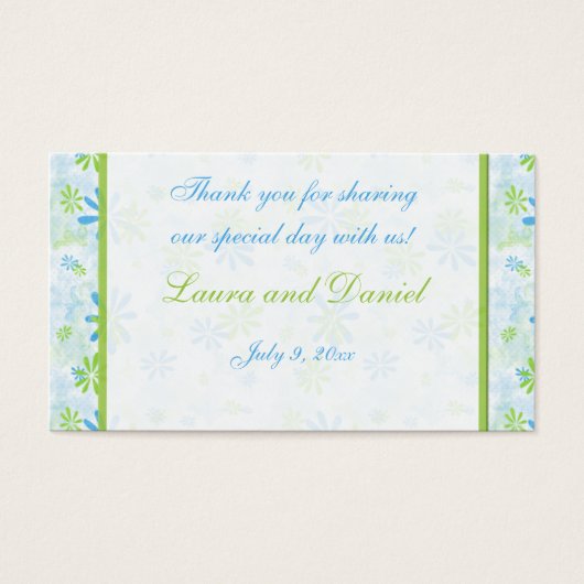 Balise de mariage vert et bleu floral Favor (Devant)