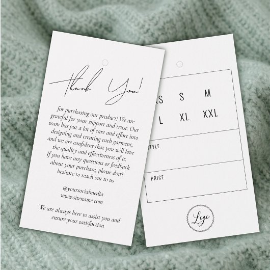 Balise de Merci de vêtements d'affaires avec logo