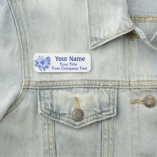 Balise de nom Bleu Rose Custom Text Badge (En situation)